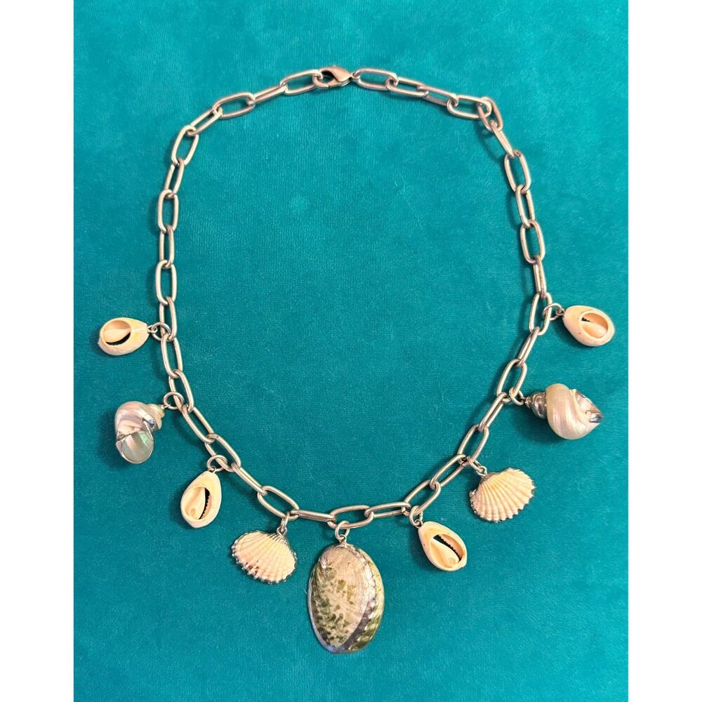 Child of Wild Aphrodite Shell Charm Necklace Silver Abalone Cowrie Coastal Siren